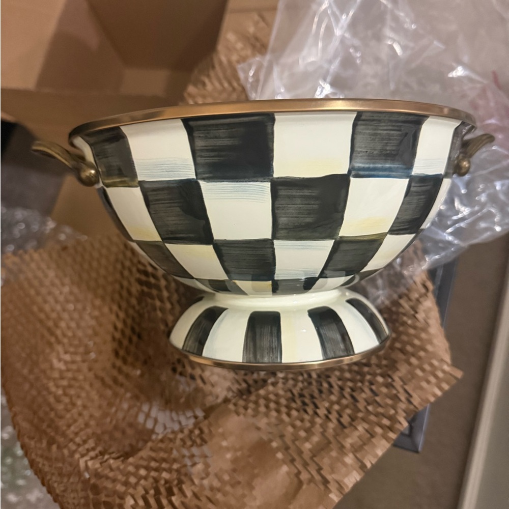MacKenzie-Childs Courtly Check Bowl - Black and White - Picture 2 of 4